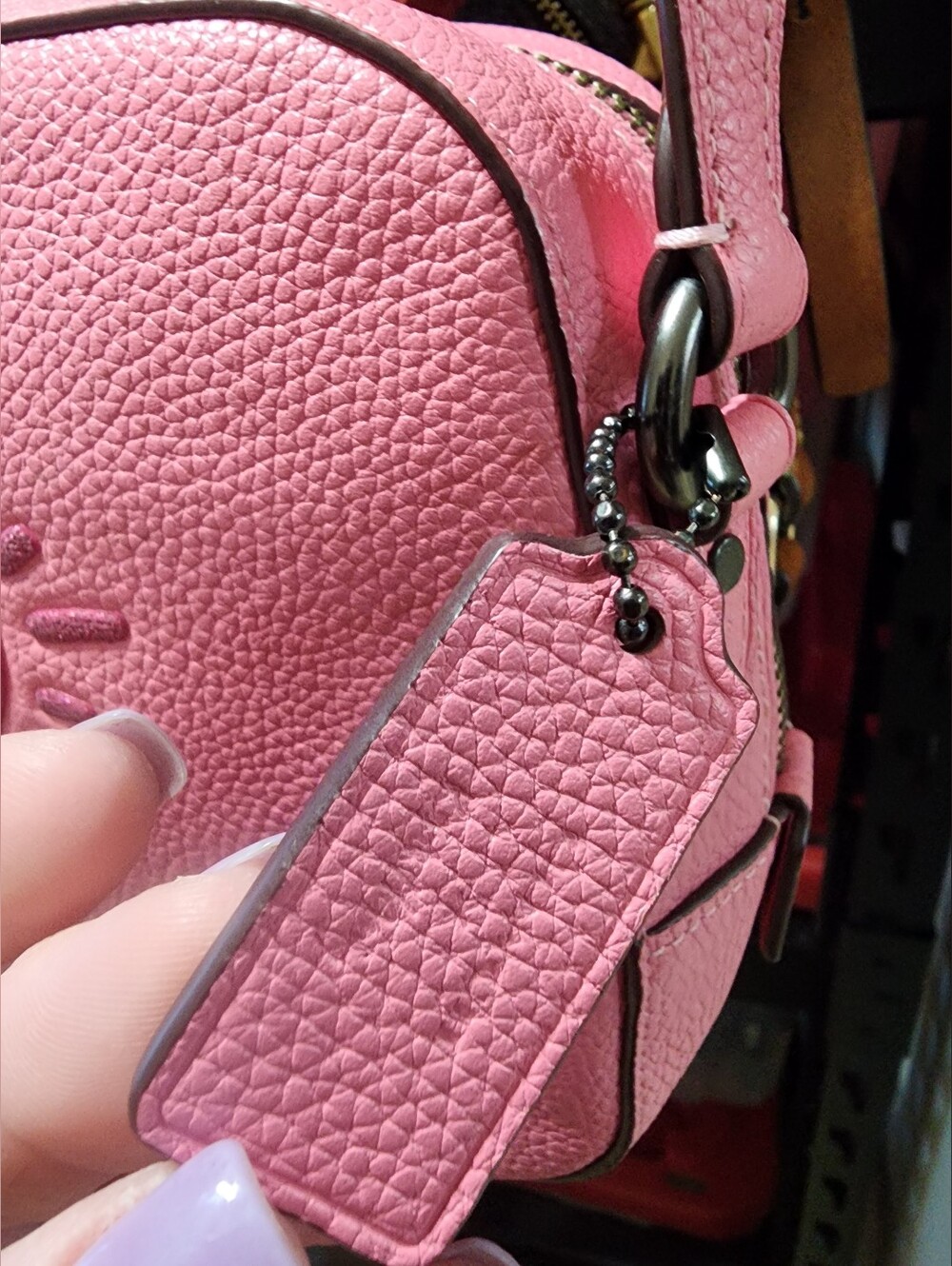 Coach Keith Haring Limited Edition Pink Pebbled Leather Heart Embossed Crossbody - Picture 10 of 11